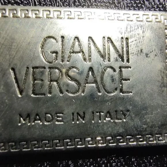 Gianni Versace vintage leather clutch silvertone hardware EUC - Picture 3 of 6